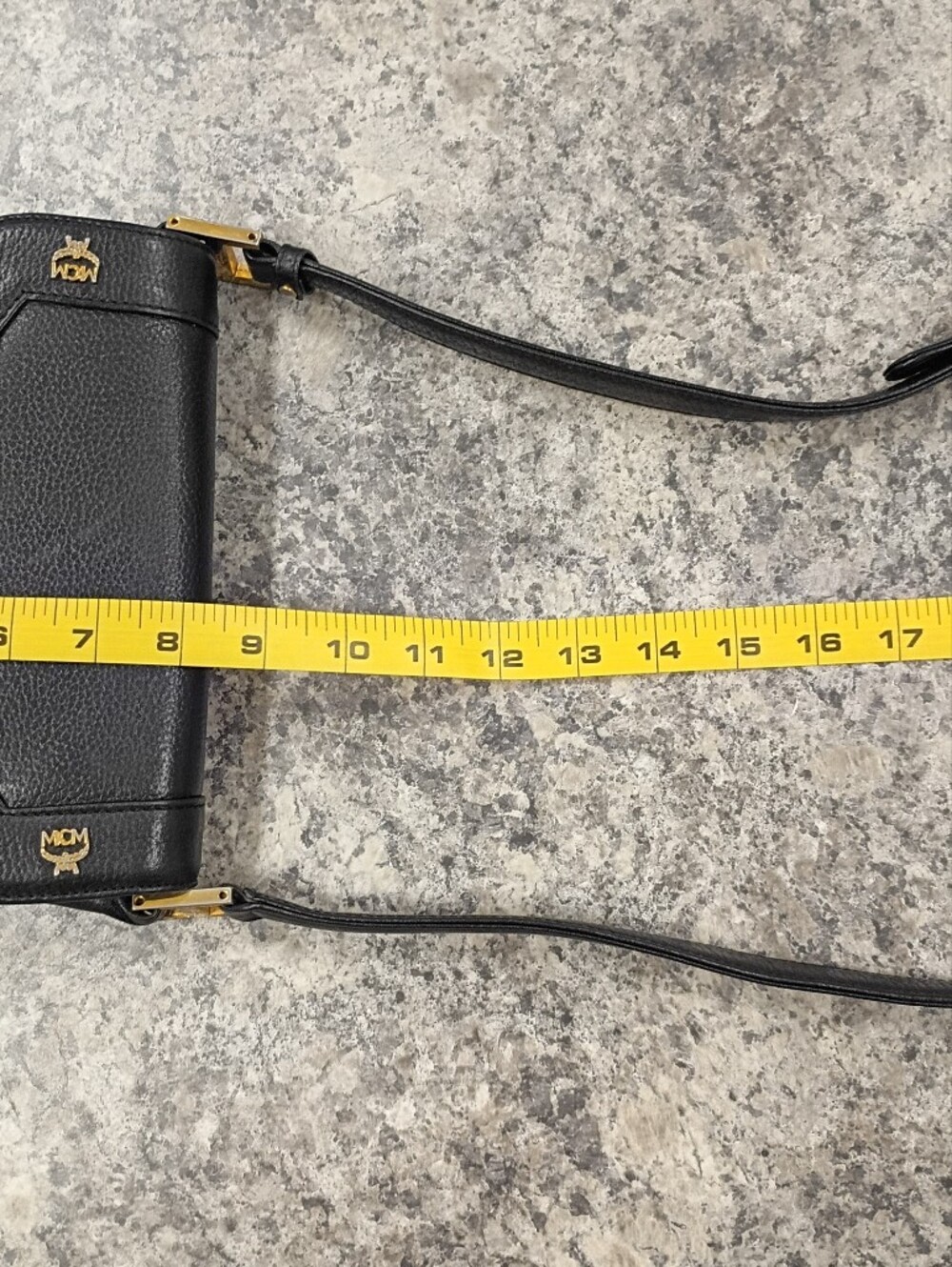 MCM Black Leather Crossbody with Gold Logo Studs - Picture 13 of 14